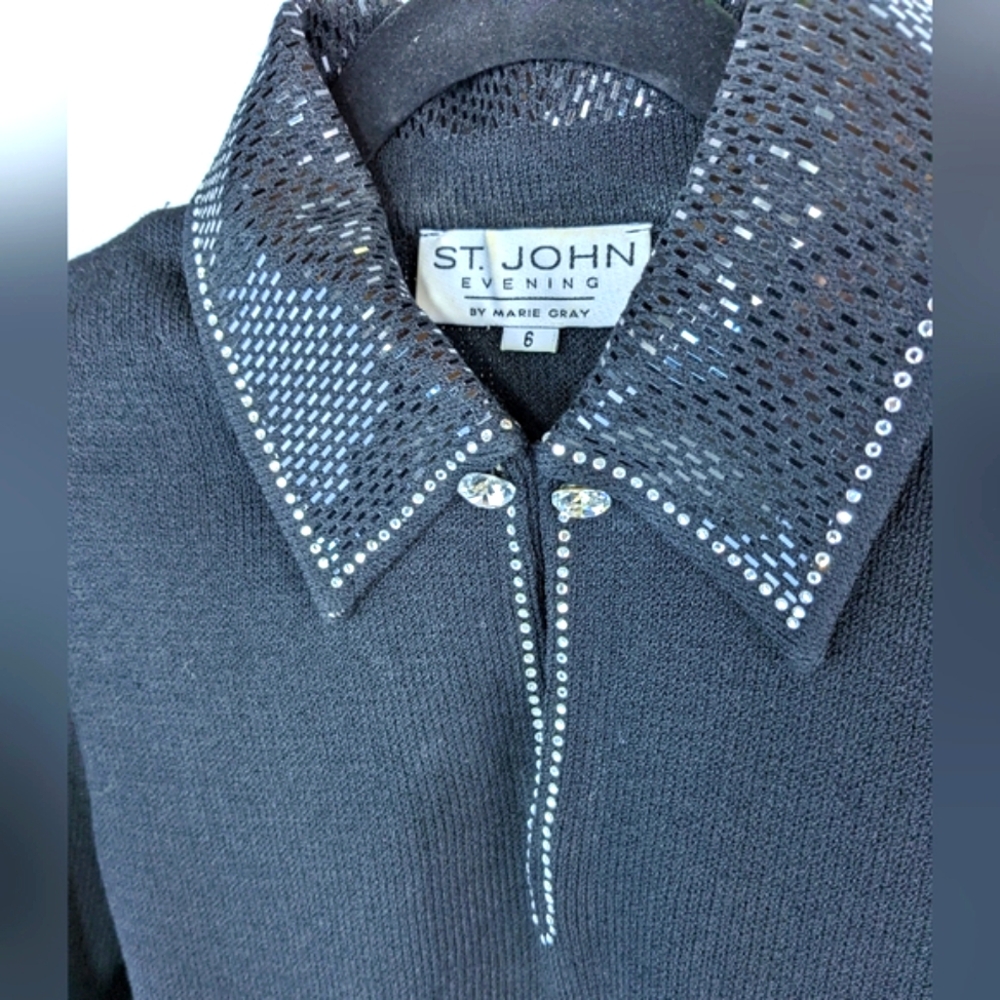 St. John Black Dress with Silver Accents